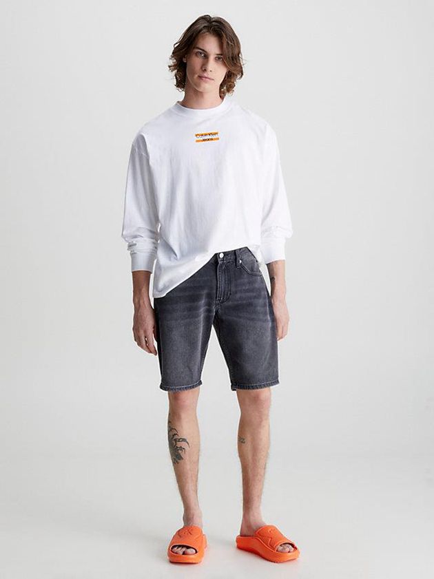 White Calvin Klein Oversized Long Sleeve Men T-Shirt | BTXL-51408
