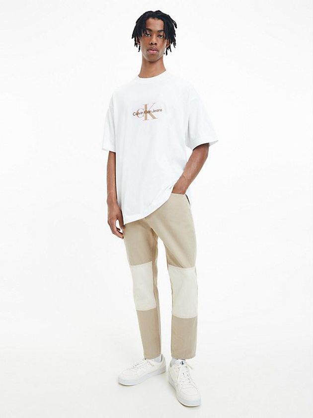 White Calvin Klein Oversized Monogram Men T-Shirt | JEZF-45723