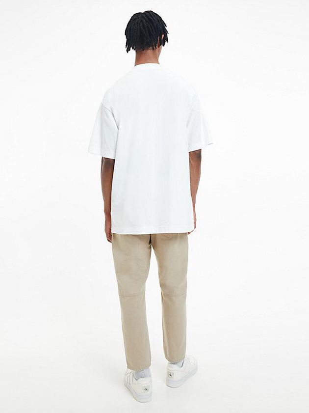 White Calvin Klein Oversized Monogram Men T-Shirt | JEZF-45723