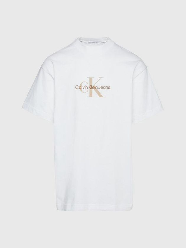 White Calvin Klein Oversized Monogram Men T-Shirt | JEZF-45723