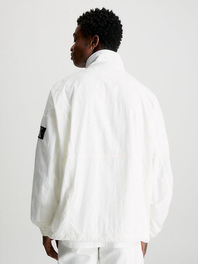 White Calvin Klein Oversized Nylon Zip Up Men Jacket | LFZX-71236