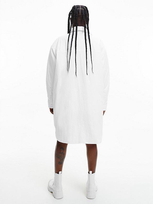White Calvin Klein Oversized Padded Shirt Women Jacket | OAWG-24680