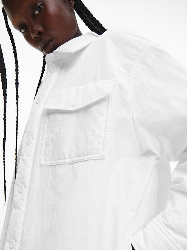 White Calvin Klein Oversized Padded Shirt Women Jacket | OAWG-24680