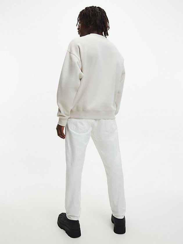 White Calvin Klein Oversized Recycled Logo Men Sweatshirt | JITB-32067