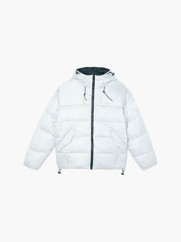 White Calvin Klein Oversized Recycled Nylon Puffer Men Jacket | PLVU-78425