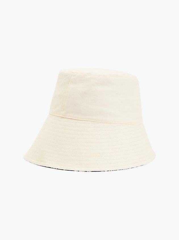 White Calvin Klein Oversized Reversible Bucket Women Cap | ZAGP-06578