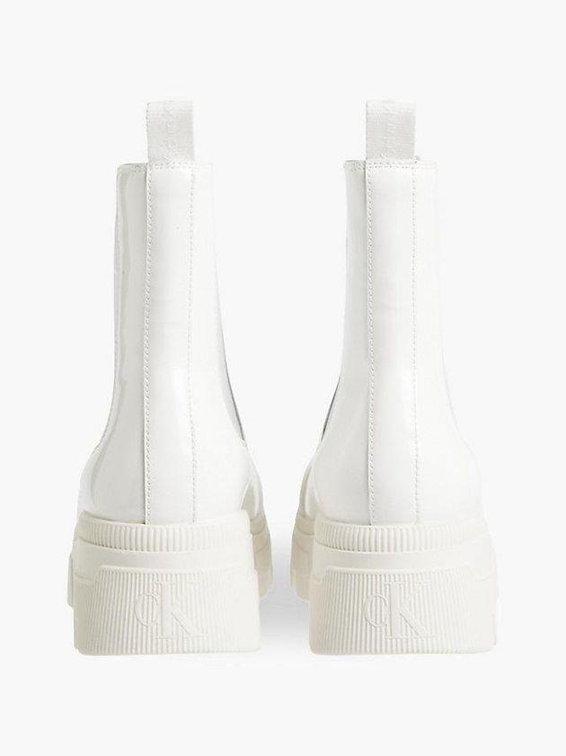 White Calvin Klein Patent Chunky Chelsea Women Boots | RTNQ-31278