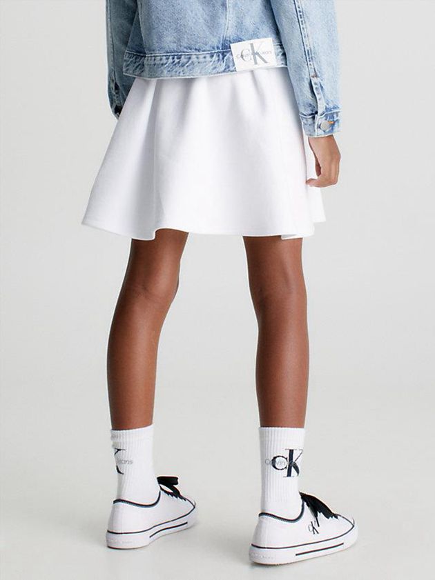 White Calvin Klein Pique Pleated Girls's Skirt | CYZW-37420