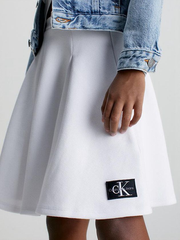 White Calvin Klein Pique Pleated Girls's Skirt | CYZW-37420
