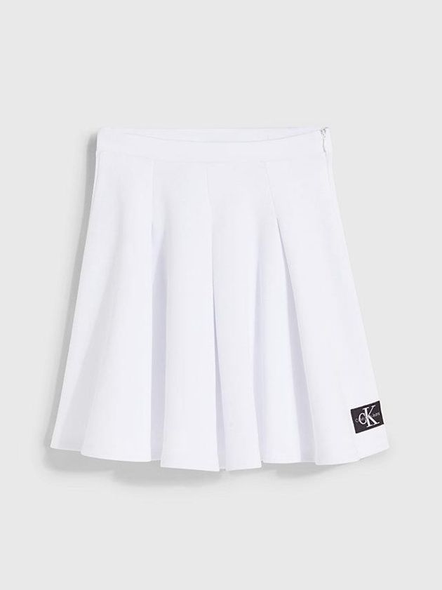 White Calvin Klein Pique Pleated Girls's Skirt | CYZW-37420