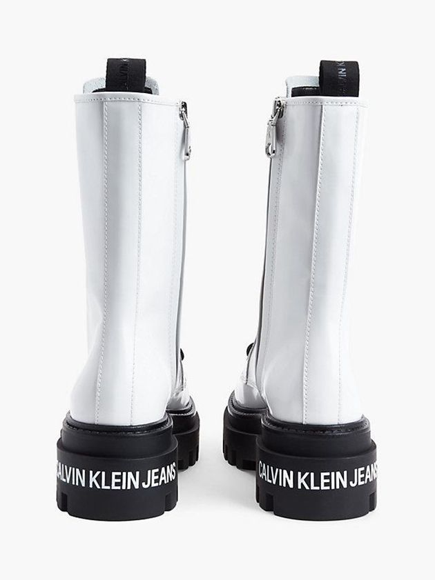 White Calvin Klein Platform Leather Women Boots | YWSJ-47139