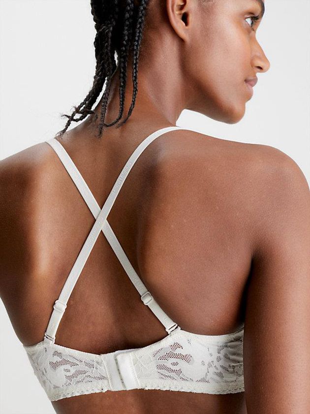 White Calvin Klein Plunge - Ultra Soft Lace Women Bra | LKUX-81039