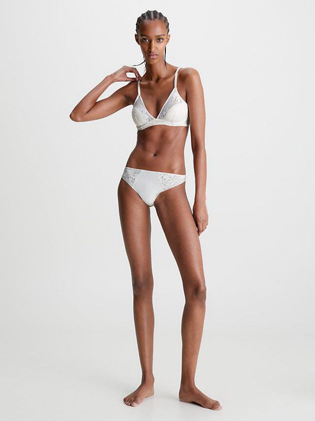 White Calvin Klein Plunge - Ultra Soft Lace Women Bra | LKUX-81039