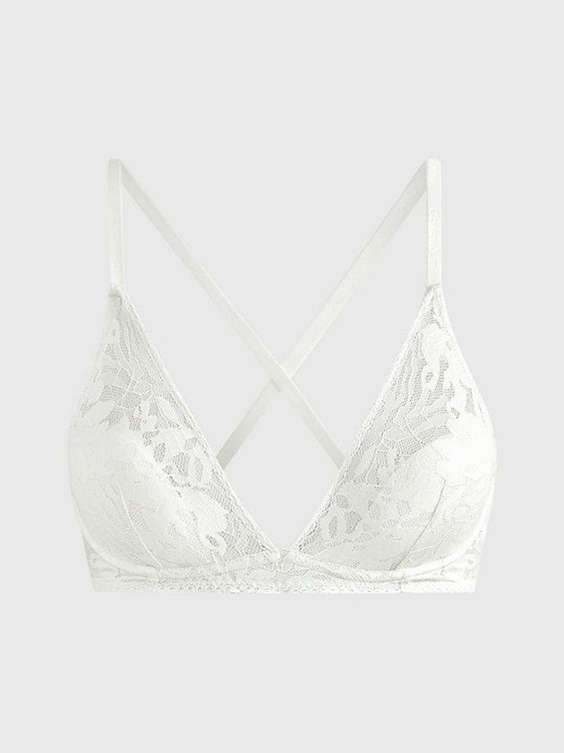 White Calvin Klein Plunge - Ultra Soft Lace Women Bra | LKUX-81039