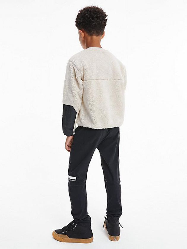 White Calvin Klein Polyester Teddy Sherpa Boys's Sweatshirt | UHVY-43291