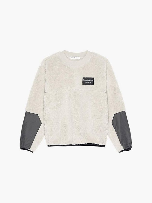 White Calvin Klein Polyester Teddy Sherpa Boys's Sweatshirt | UHVY-43291