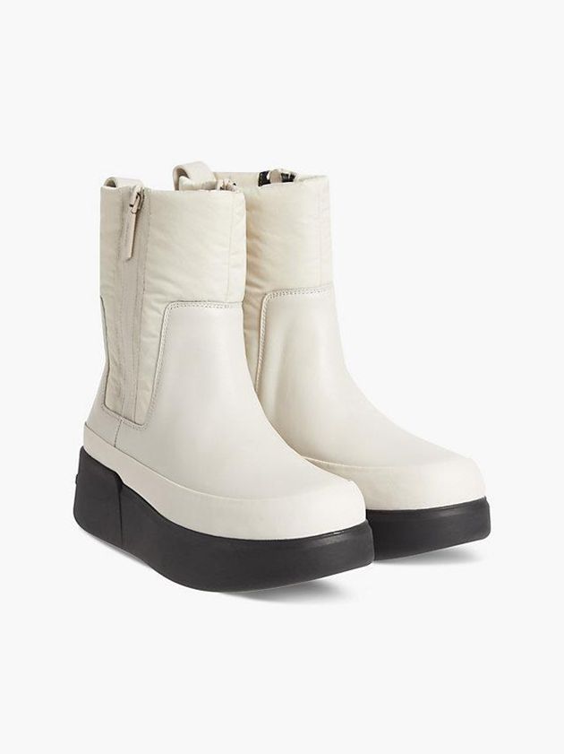White Calvin Klein Puffer Wedge Rain Women Boots | GUZS-82901