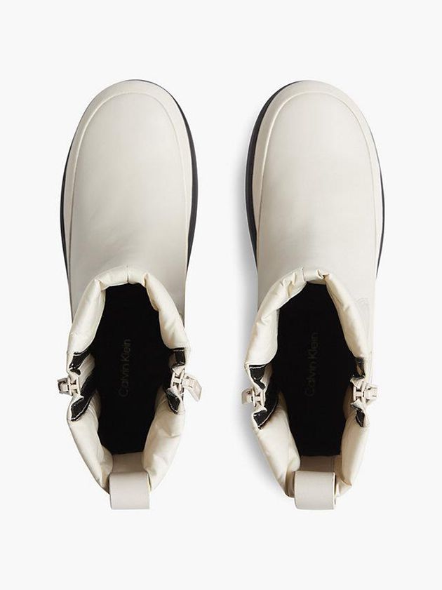 White Calvin Klein Puffer Wedge Rain Women Boots | GUZS-82901