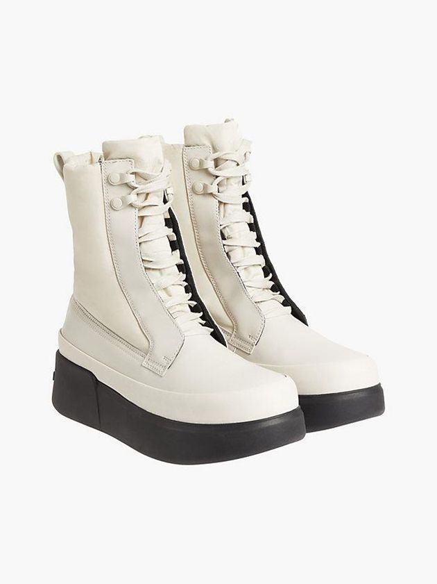 White Calvin Klein Puffer Wedge Rain Women Boots | SIVR-67394