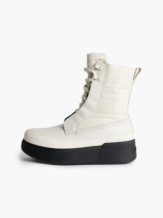 White Calvin Klein Puffer Wedge Rain Women Boots | SIVR-67394