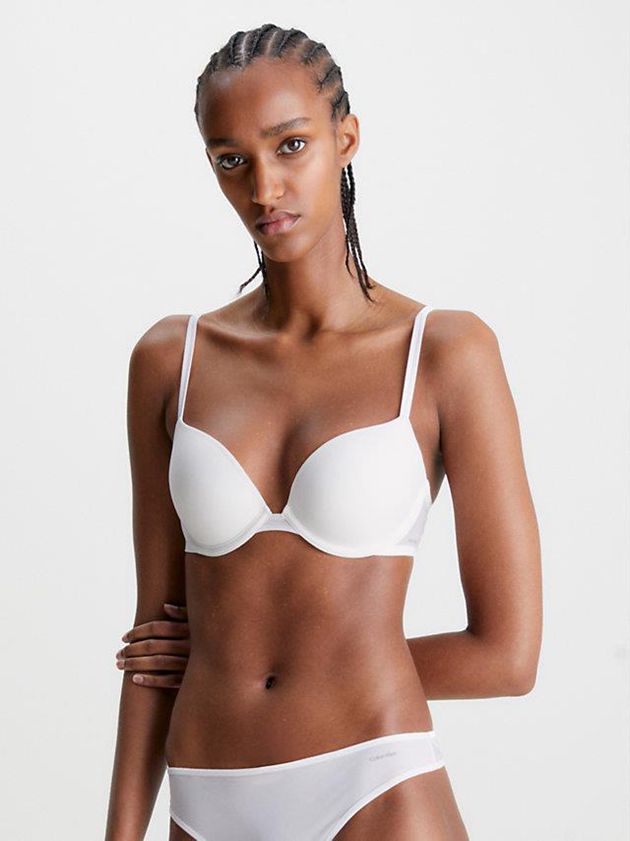 White Calvin Klein Push Up - Sheer Marquisette Women Bra | ZGXU-58241