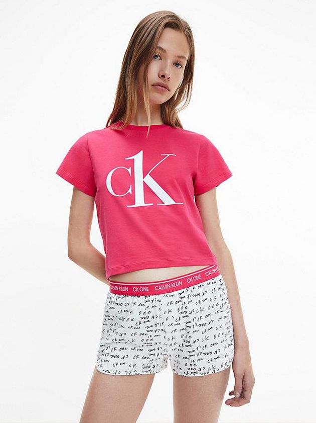 White Calvin Klein Pyjama Set - CK One Women Shorts | JFSN-09682