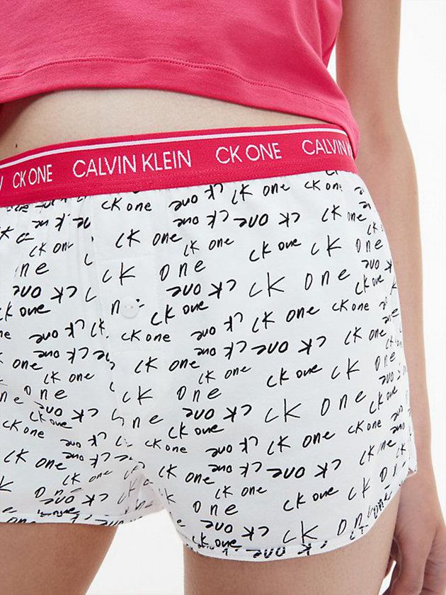 White Calvin Klein Pyjama Set - CK One Women Shorts | JFSN-09682