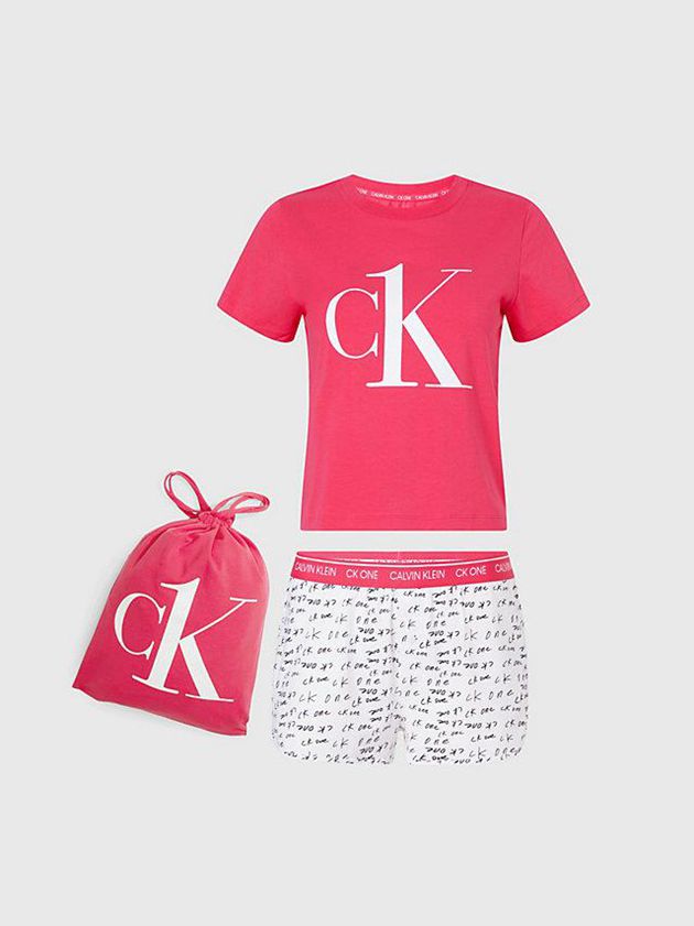 White Calvin Klein Pyjama Set - CK One Women Shorts | JFSN-09682