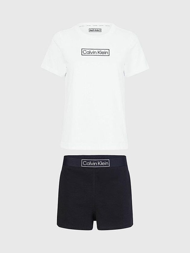 White Calvin Klein Pyjama Set - Reimagined Heritage Women Shorts | ZQGA-83014