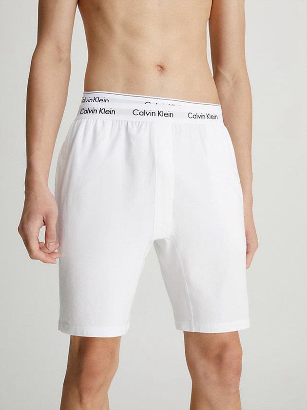 White Calvin Klein Pyjama - Cotton Stretch Men Shorts | BMQY-27864