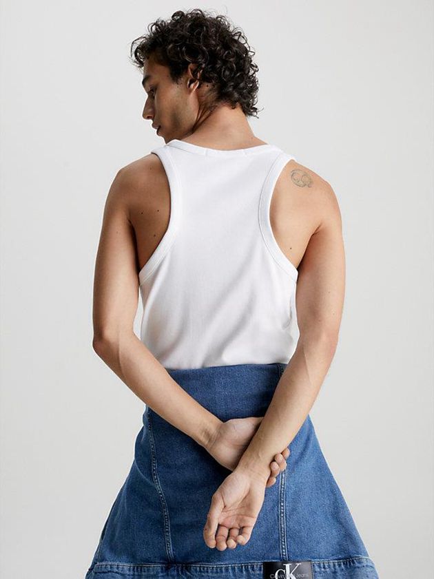 White Calvin Klein Racer Back Tank Men Top | MVPB-70139
