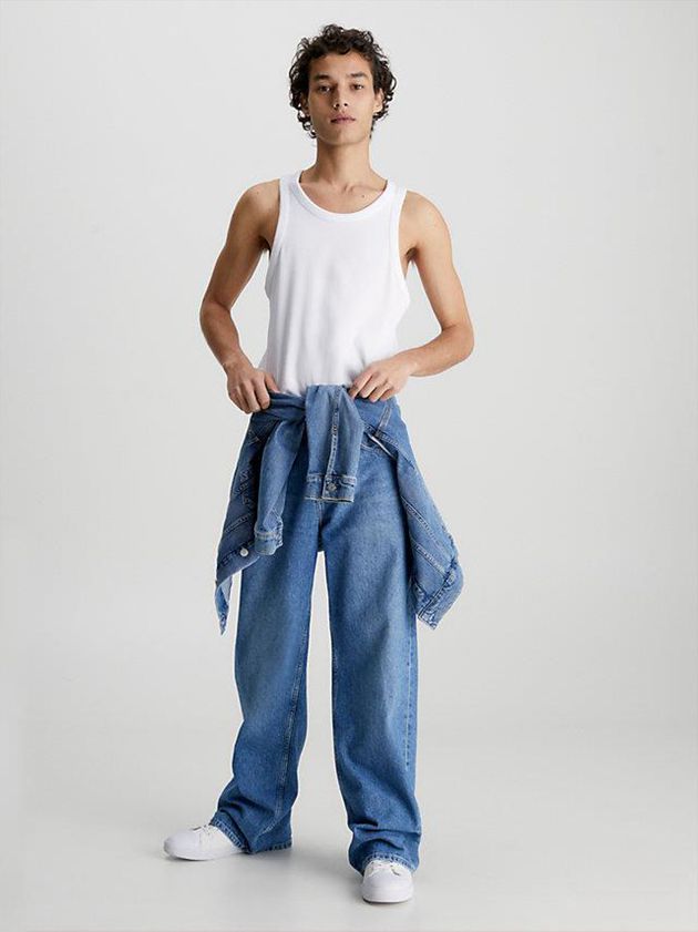 White Calvin Klein Racer Back Tank Men Top | MVPB-70139