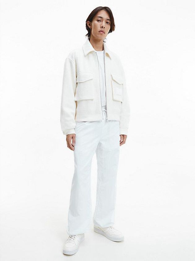White Calvin Klein Recycled Bouclé Zip Up Men Jacket | LZQO-34768