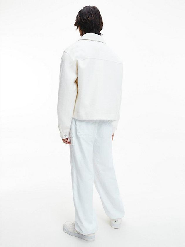 White Calvin Klein Recycled Bouclé Zip Up Men Jacket | LZQO-34768
