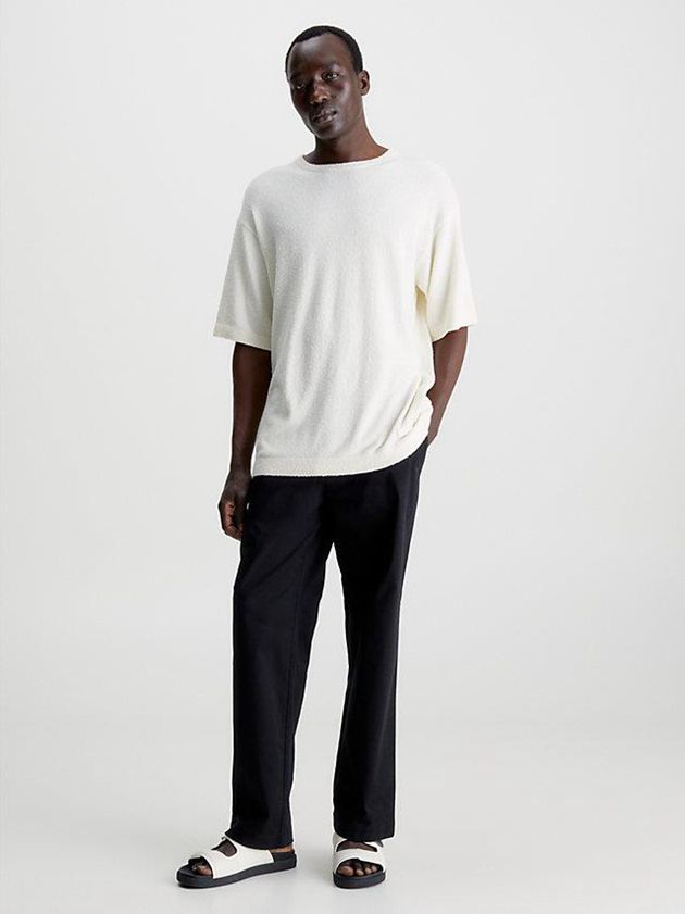 White Calvin Klein Recycled Boucle Men T-Shirt | BZAF-73582