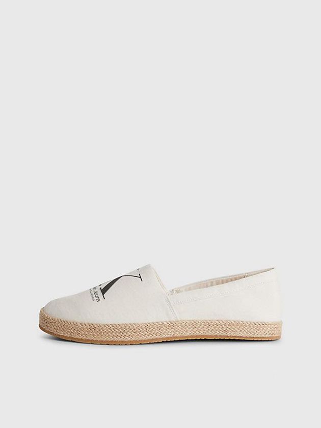 White Calvin Klein Recycled Canvas Espadrilles Men Slip On | QXMF-04756