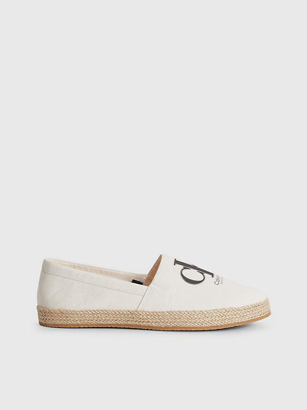 White Calvin Klein Recycled Canvas Espadrilles Men Slip On | QXMF-04756