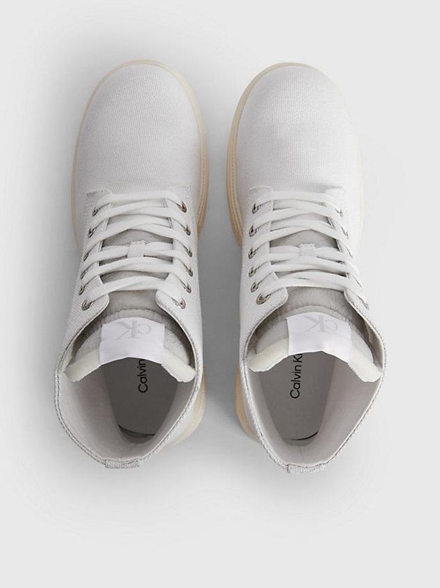 White Calvin Klein Recycled Canvas Heeled Women Boots | FBSL-40931