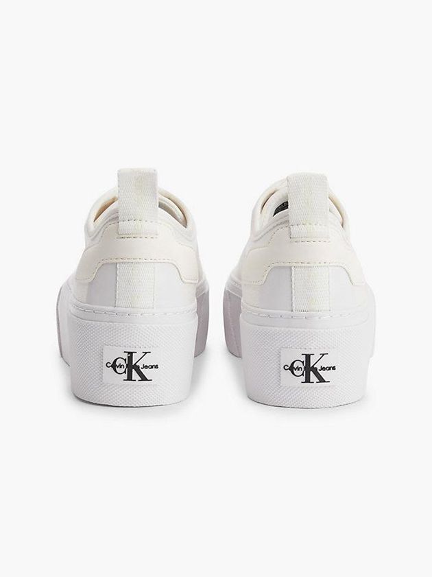 White Calvin Klein Recycled Canvas Platform Zip Women Sneakers | CYNO-18396