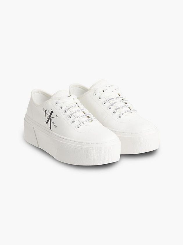 White Calvin Klein Recycled Canvas Platform Women Sneakers | CFTS-89134