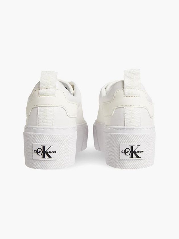 White Calvin Klein Recycled Canvas Platform Women Sneakers | DGUL-48392