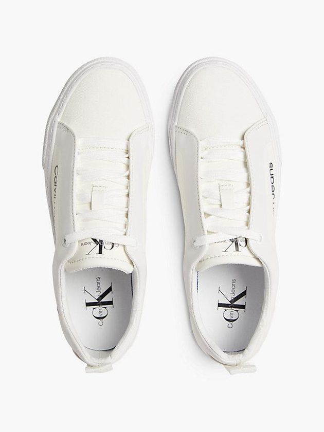 White Calvin Klein Recycled Canvas Platform Women Sneakers | DGUL-48392