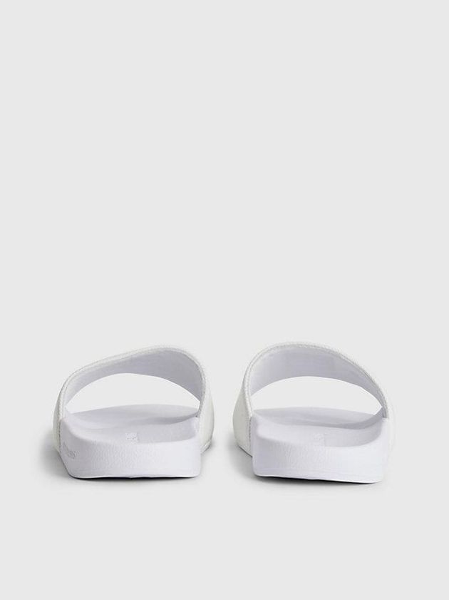 White Calvin Klein Recycled Canvas Sliders Women Slippers | GMEI-86903
