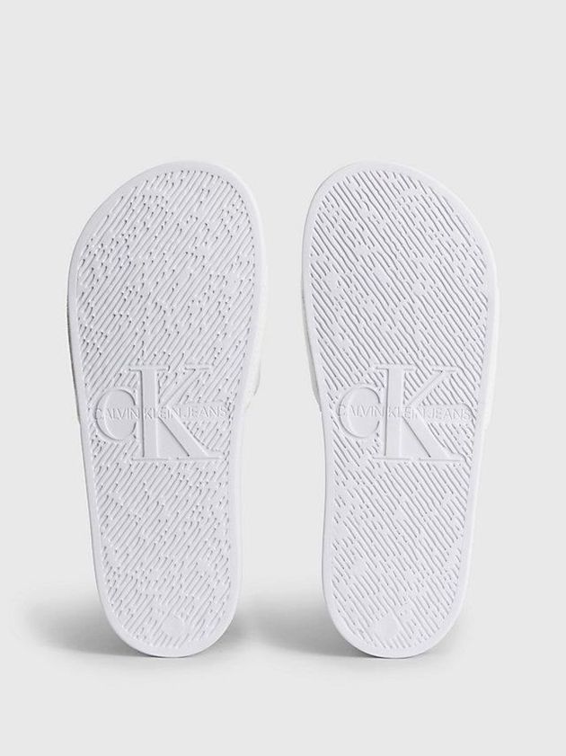 White Calvin Klein Recycled Canvas Sliders Women Slippers | GMEI-86903