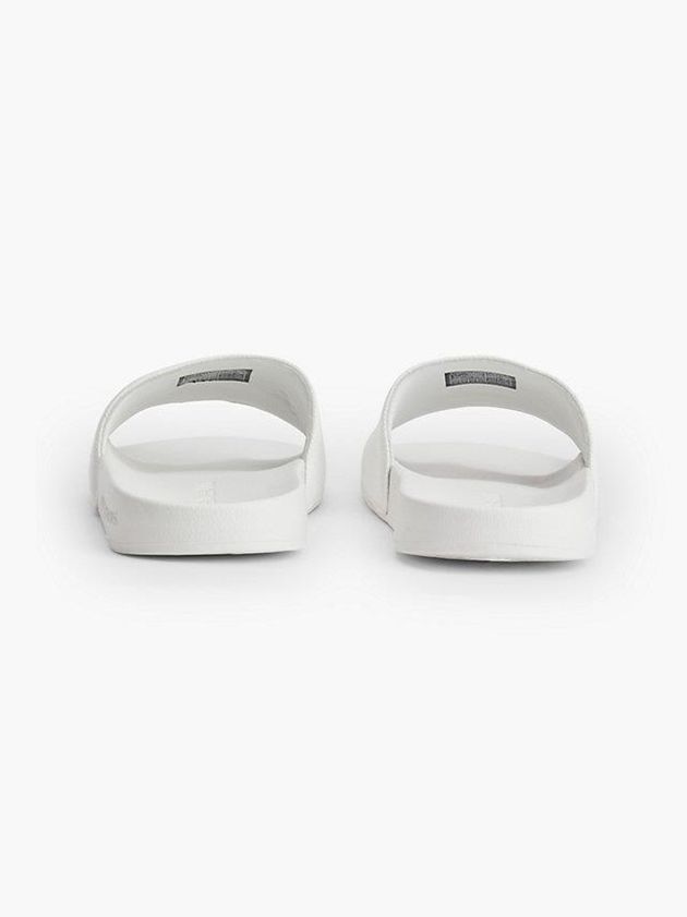 White Calvin Klein Recycled Canvas Sliders - Pride Men Slippers | DKXN-36510