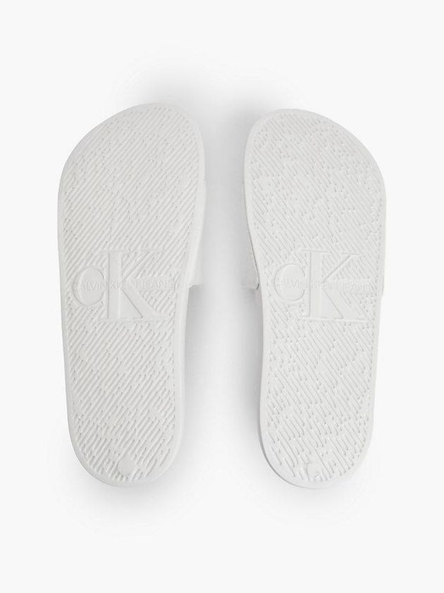 White Calvin Klein Recycled Canvas Sliders - Pride Men Slippers | DKXN-36510