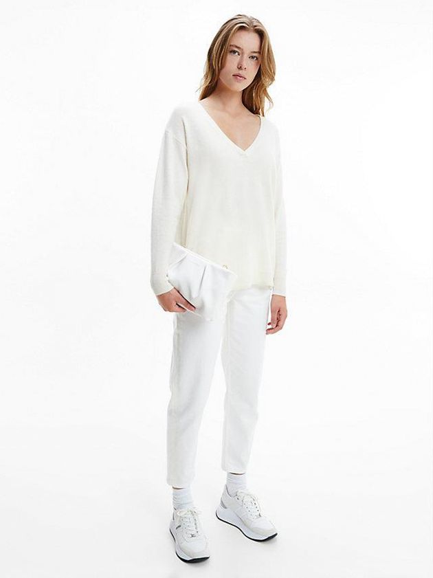 White Calvin Klein Recycled Cashmere Jumper Women Sweater | ZSOA-20947