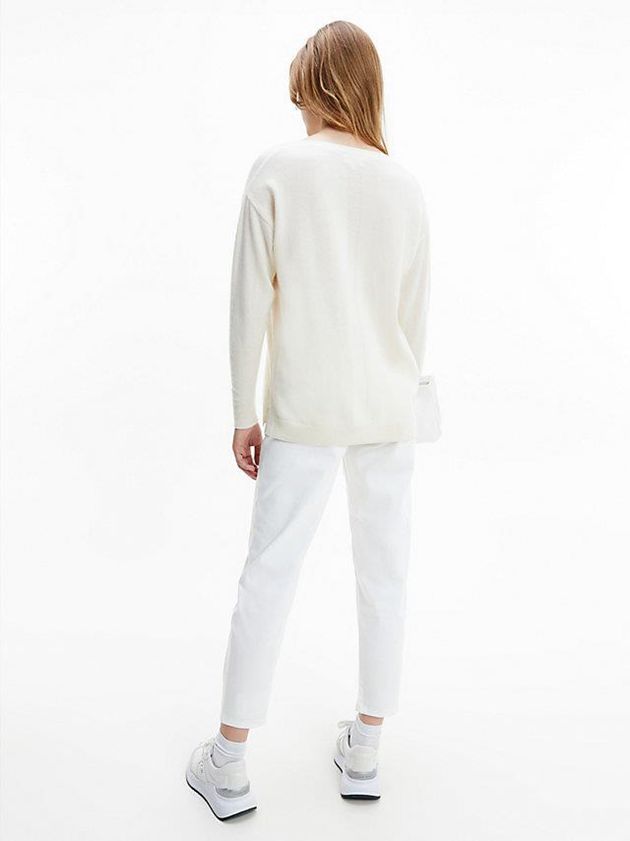 White Calvin Klein Recycled Cashmere Jumper Women Sweater | ZSOA-20947