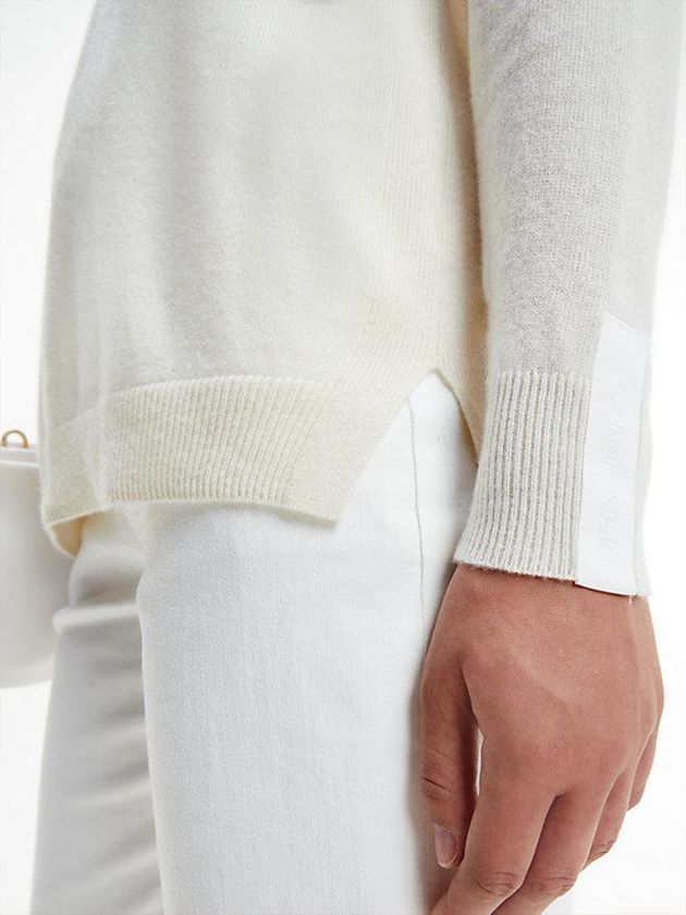 White Calvin Klein Recycled Cashmere Jumper Women Sweater | ZSOA-20947