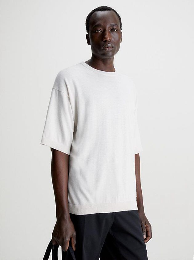 White Calvin Klein Recycled Coolmax Men T-Shirt | FZAY-40598